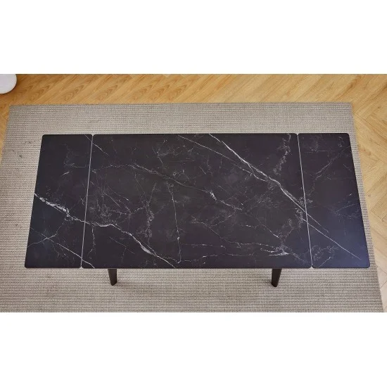 Стол обеденный раскладной OSLO CERAMIC 120(180)*80 черный глянец/черный каркас 5