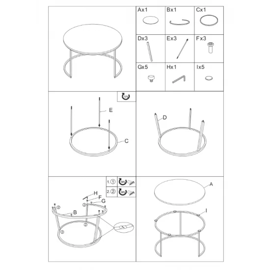 Журнальний столик ALABAMA B сірий глянець еф.мармуру/срібний (к-кт) 7