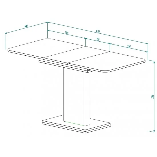Стіл обідній розкладний SOLO B/V 110(145)x68 білий діамант / вугільний камінь 8