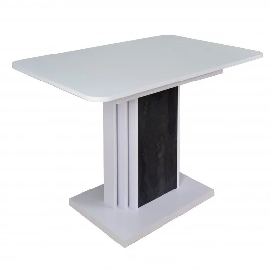 Стіл обідній розкладний SOLO B/V 110(145)x68 білий діамант / вугільний камінь 1