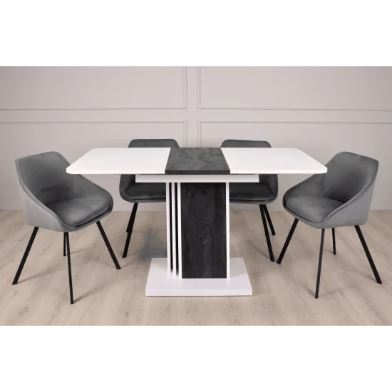 Стіл обідній розкладний SOLO B/V 110(145)x68 білий діамант / вугільний камінь 4