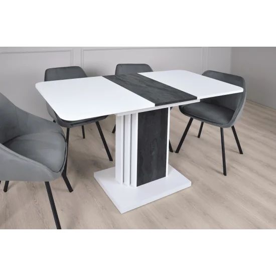 Стіл обідній розкладний SOLO B/V 110(145)x68 білий діамант / вугільний камінь 5