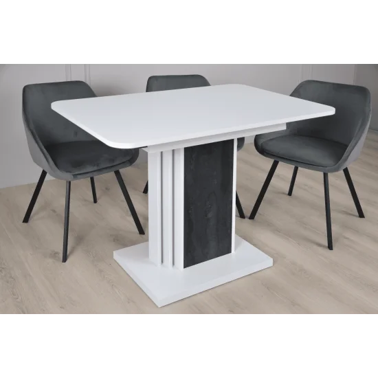 Стіл обідній розкладний SOLO B/V 110(145)x68 білий діамант / вугільний камінь 3