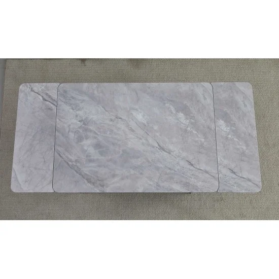 Стол обеденный раскладной MADRID CERAMIC 120(180)*85 серый глянец / черный каркас 4