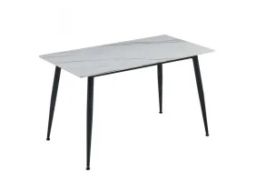 Стол обеденный SABA CERAMIC 130*70 белый глянец / черный каркас