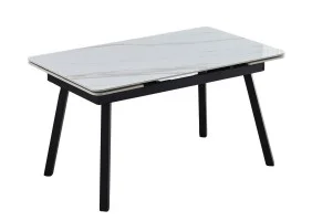 Стол обеденный раскладной MADRID CERAMIC 140(200)*85 белый глянец / черный каркас
