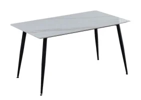 Стіл обідній KING CERAMIC 140*80 білий глянець/чорний мат