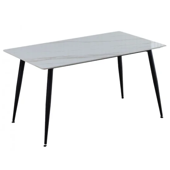 Стіл обідній KING CERAMIC 140*80 білий глянець/чорний мат 1