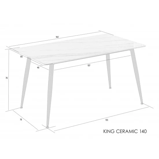 Стіл обідній KING CERAMIC 140*80 білий глянець/чорний мат 3
