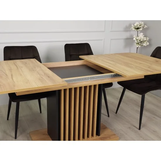 Стіл обідній розкладний TREND D-C MAX 160(210)x90 Дуб крафт золотий / Чорний 13