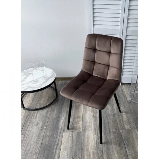 Стілець MIA чорний каркас/капучино велюр  4