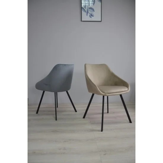 Стул кухонный PEPIO черный каркас/темно-бежевый велюр  11