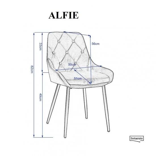 Стул кухонный ALFIE черный каркас/бежевый велюр 3