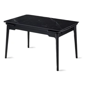Стол обеденный раскладной BONN CERAMIC 130(180)*80 черный мат/черный каркас