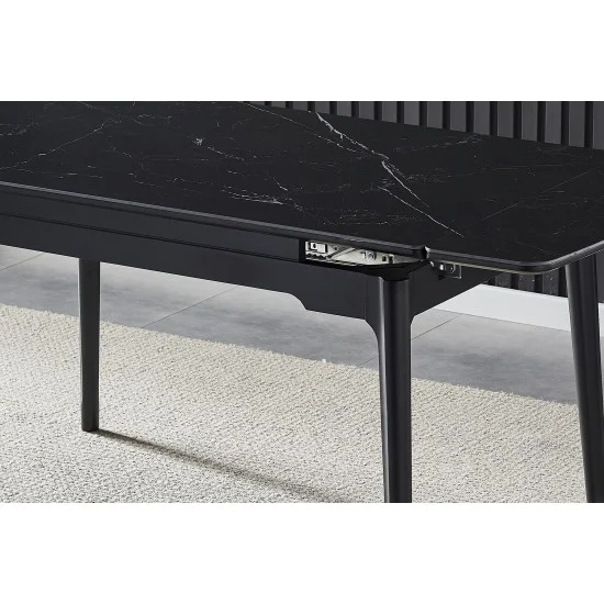 Стіл обідній розкладний BONN CERAMIC 130(180)*80 чорний мат/чорний каркас 7