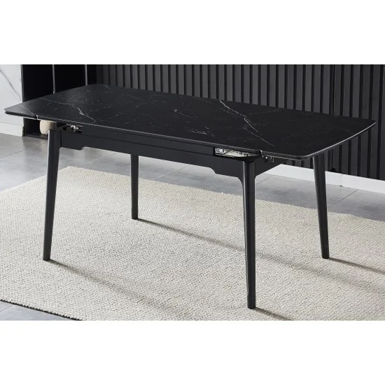 Стіл обідній розкладний BONN CERAMIC 130(180)*80 чорний мат/чорний каркас 5