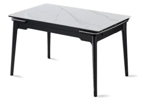 Стол обеденный раскладной BONN II CERAMIC 140(200)*90 белый глянец/черный каркас