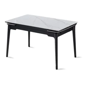 Стол обеденный раскладной BONN II CERAMIC 140(200)*90 белый глянец/черный каркас