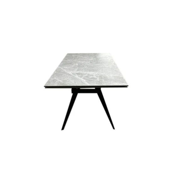 Стіл обідній розкладний Торі Кераміка 120/180х80х75 сірий мат чорні ноги 2