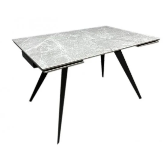 Стіл обідній розкладний Торі Кераміка 120/180х80х75 сірий мат чорні ноги 1