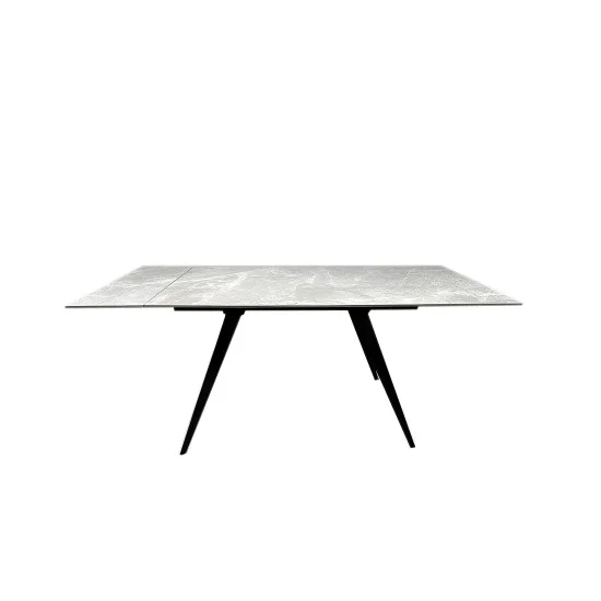 Стіл обідній розкладний Торі Кераміка 120/180х80х75 сірий мат чорні ноги 4