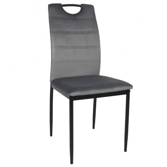 Стул кухонный ALEX черный каркас/серый велюр 1