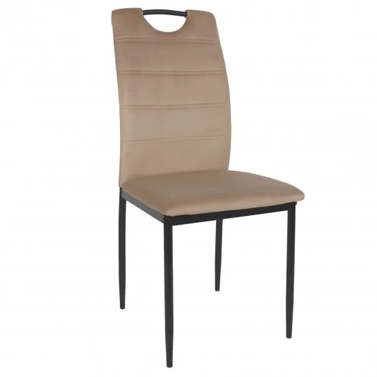 Стілець ALEX чорний каркас/бежевий велюр 1