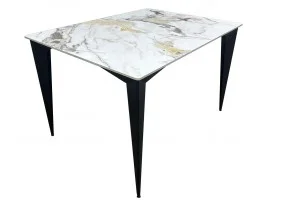 Стол NORMAN CERAMIC 120*90 gold Phoenix глянец / Черный каркас