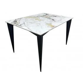 Стол NORMAN CERAMIC 120*90 gold Phoenix глянец / Черный каркас