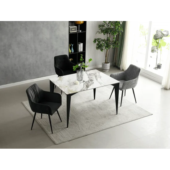 Стол NORMAN CERAMIC 120*90 gold Phoenix глянец / Черный каркас 5
