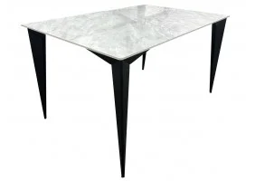 Стол NORMAN CERAMIC 140*90 Muie White глянец / Черный каркас