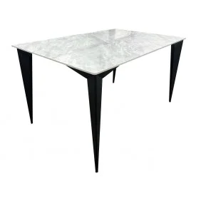 Стол NORMAN CERAMIC 140*90 Muie White глянец / Черный каркас