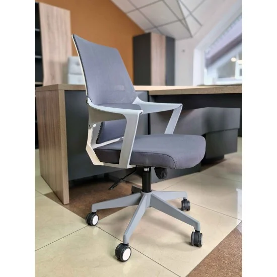 Крісло комп’ютерне ARON Сіре / Білий каркас 7