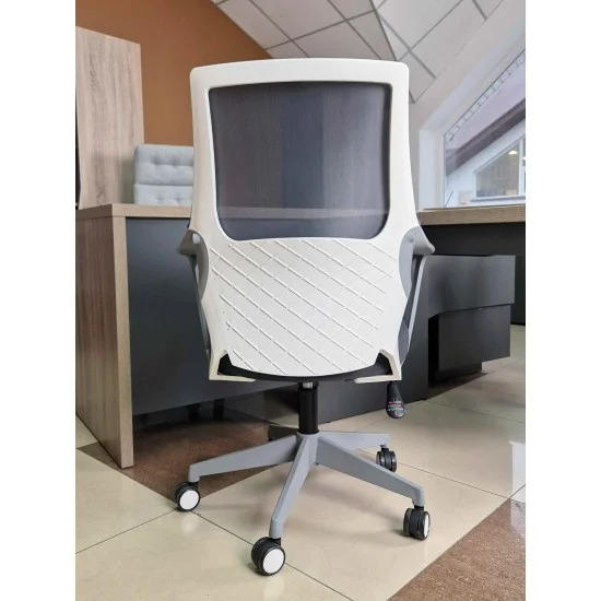 Крісло комп’ютерне ARON Сіре / Білий каркас 8