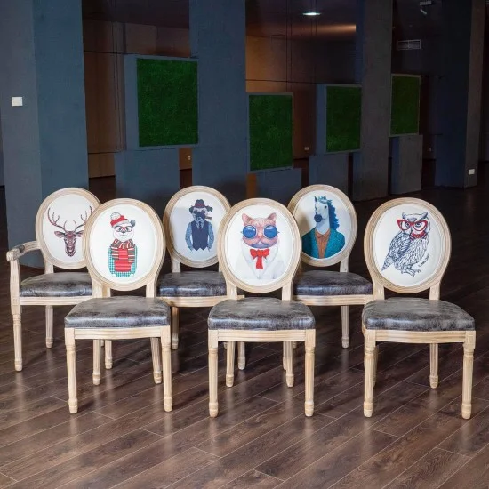 Стілець АРТ Пес із сигарою, КД, з дерева, сидіння з екошкіри, 50x55.5x96 см, Коричневий 4
