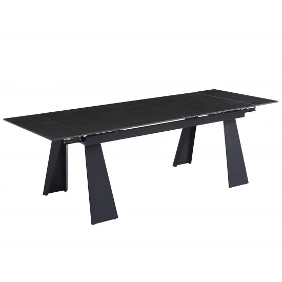 Стіл розкладний керамічний ARNOLD CERAMIC 180(240)*90 Wic dark grey мат / Чорний каркас 2