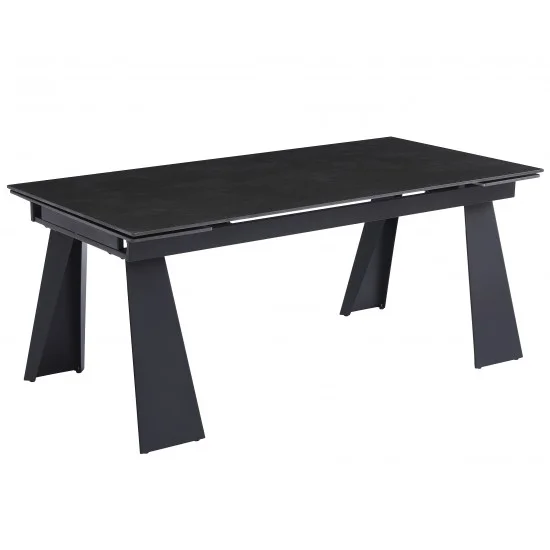 Стіл розкладний керамічний ARNOLD CERAMIC 180(240)*90 Wic dark grey мат / Чорний каркас 1