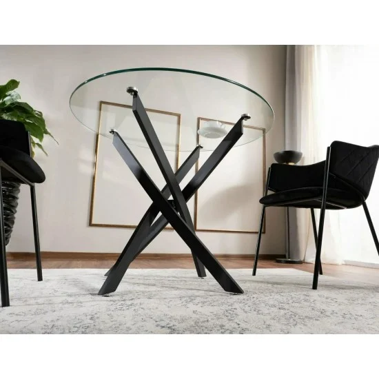 Стол обеденный AGIS Прозрачный / Черный мат Диаметр 90 AGISC 6