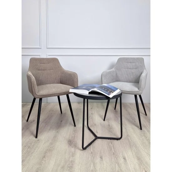 Стілець Ernest Чорний каркас / Світло-сіра тканина вельвет 10