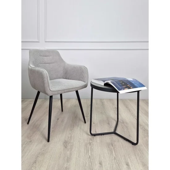 Стілець Ernest Чорний каркас / Світло-сіра тканина вельвет 8