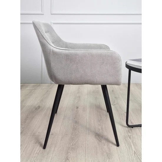 Стілець Ernest Чорний каркас / Світло-сіра тканина вельвет 9