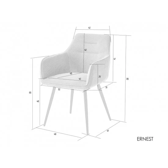 Стілець Ernest Чорний каркас / Світло-сіра тканина вельвет 12