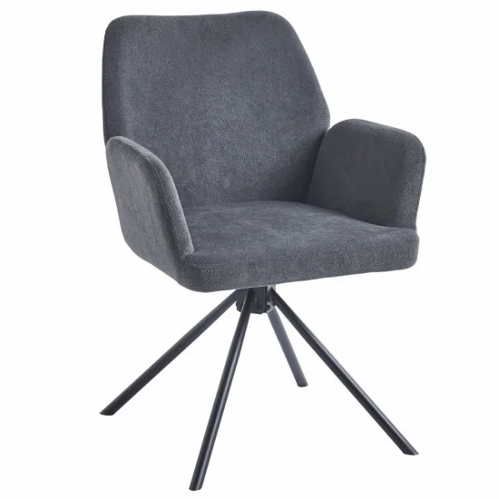 Стілець з обертом 180° DEMI Чорний каркас / Темно-сіра тканина 1