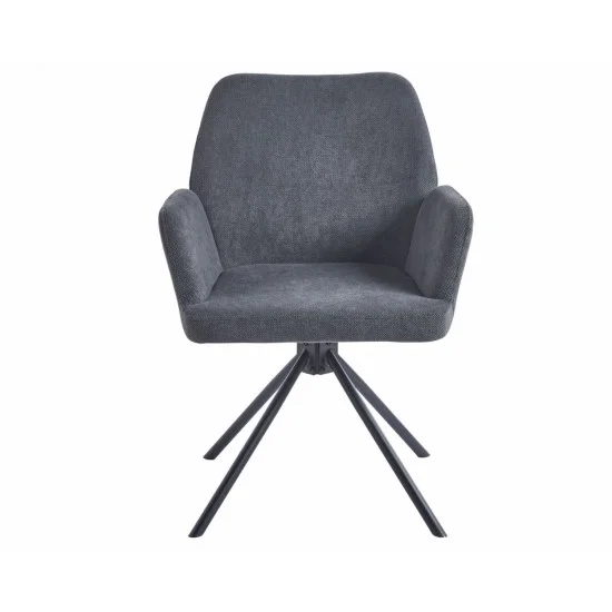 Стілець з обертом 180° DEMI Чорний каркас / Темно-сіра тканина 2