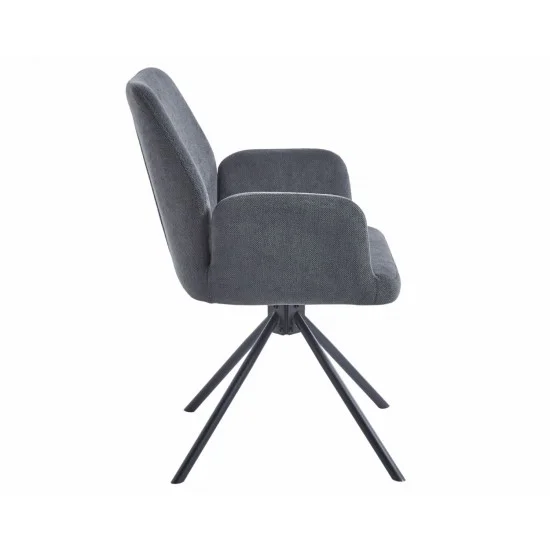 Стілець з обертом 180° DEMI Чорний каркас / Темно-сіра тканина 3
