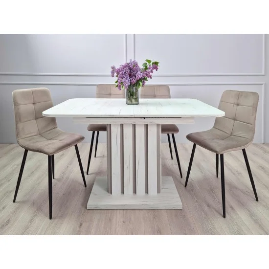 Стол обеденный раскладной LAMAR D/G 80x140(180) Дуб крафт белый / Глиняный серый 2