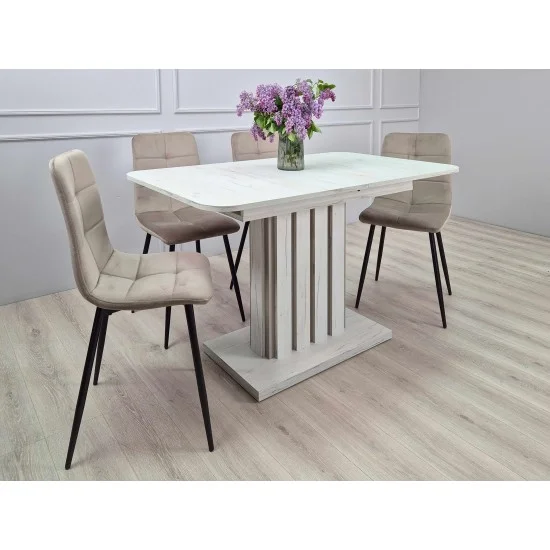 Стол обеденный раскладной LAMAR D/G 80x140(180) Дуб крафт белый / Глиняный серый 3