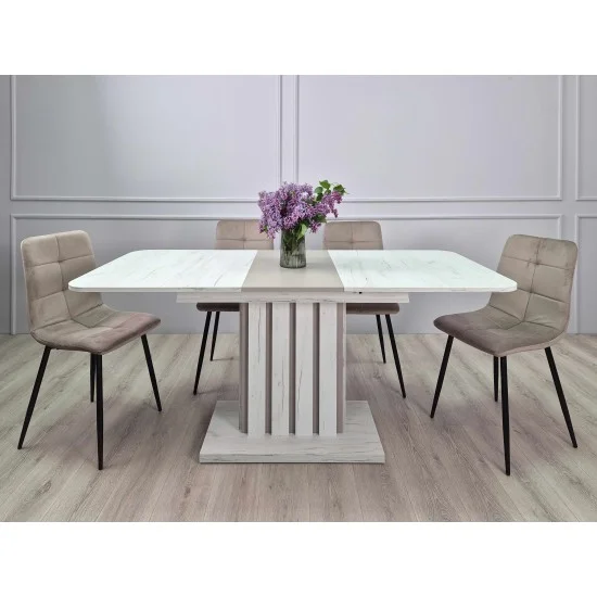 Стол обеденный раскладной LAMAR D/G 80x140(180) Дуб крафт белый / Глиняный серый 4