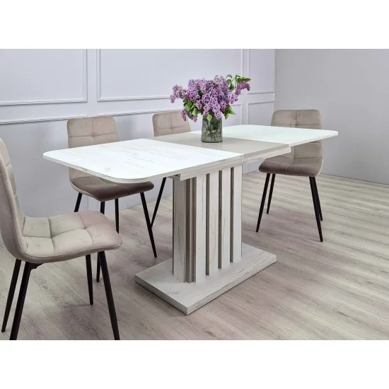 Стол обеденный раскладной LAMAR D/G 80x140(180) Дуб крафт белый / Глиняный серый 5