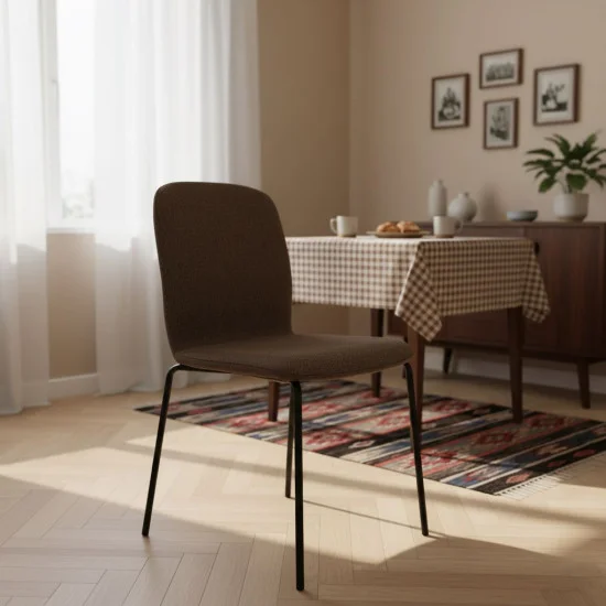 Стілець кухонний NAVY Чорний каркас/Глиняний сірий тканина 3